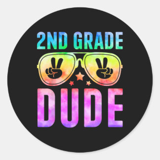 2nd Grade Cool Dude Tie Dye Back To School Second Classic Round Sticker