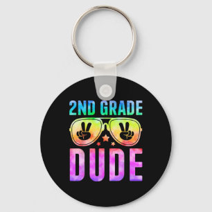 2nd Grade Cool Dude Tie Dye Back To School Second Key Ring
