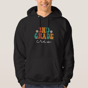 2nd Grade Crew Retro Groovy Women Happy First Day Hoodie