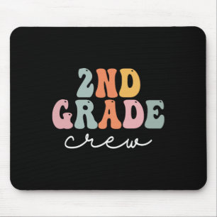 2nd Grade Crew Retro Groovy Women Happy First Day Mouse Pad