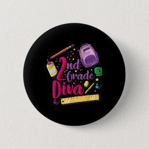 2nd Grade Diva First Day Of School Girl Clothes Gi 6 Cm Round Badge