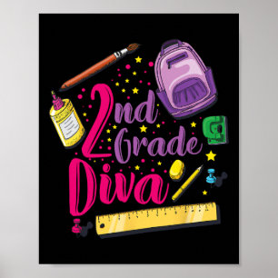 2nd Grade Diva First Day Of School Girl Clothes Gi Poster