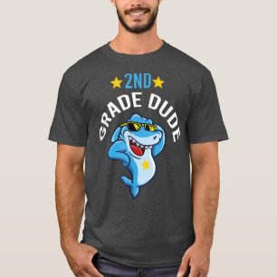 2nd Grade Dude Cool Shark Funny Second Grade Back T-Shirt