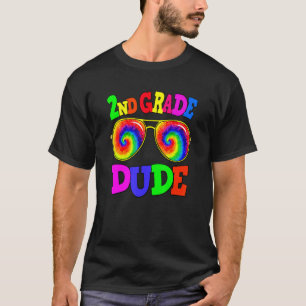 2nd Grade Dude Sunglasses Tie Dye Boys Kids Back T T-Shirt