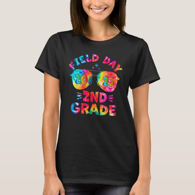 2nd Grade Field Day 2023 Tie Dye Sunglasses Teache T-Shirt (Front)