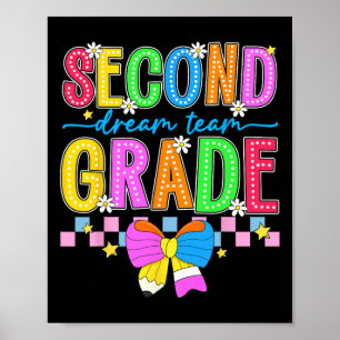2nd Grade For Girls Boy Teacher Second Grade Back Poster