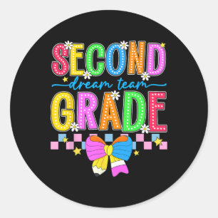 2nd Grade For Girls Boy Teacher Second Grade Ck To Classic Round Sticker