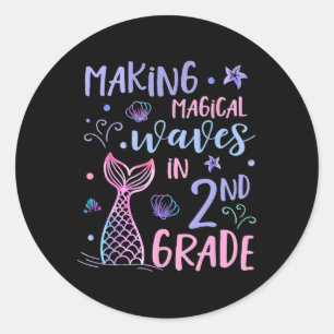 2nd Grade For Girls Cute Mermaid Back To School Se Classic Round Sticker