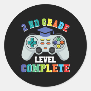 2nd Grade Gamer Boys – Level Complete Ck To School Classic Round Sticker