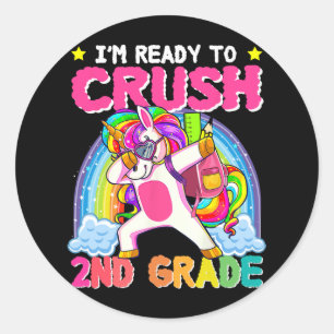 2nd Grade Girls Unicorn Crush Second Grade Back To Classic Round Sticker