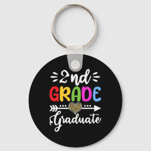 2nd Grade Graduate Heart Leopard Second Grade Grad Key Ring