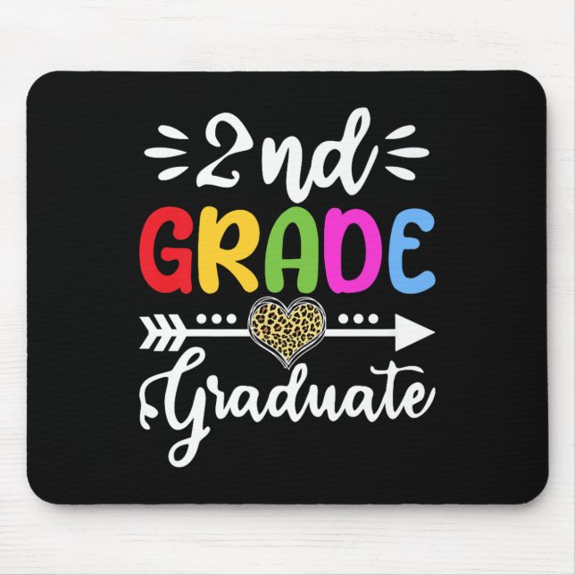 2nd Grade Graduate Heart Leopard Second Grade Grad Mouse Pad (Front)