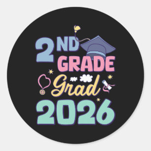 2nd Grade Graduation 2026 Proud Grad Second Grade Classic Round Sticker