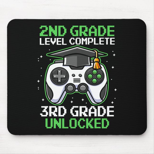 2nd Grade Graduation Gamer Level Up To 3rd Grade  Mouse Pad (Front)