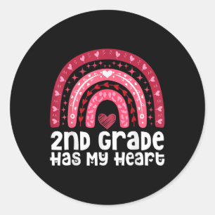 2nd Grade Has My Heart Funny Valentines Day Teache Classic Round Sticker