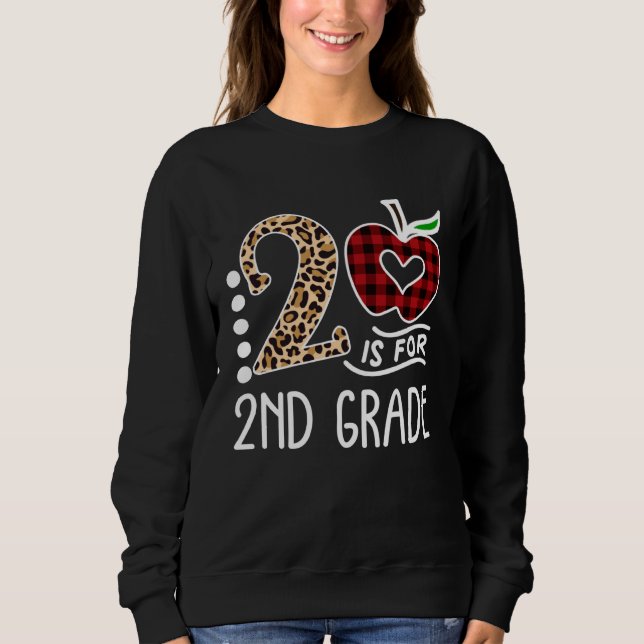 2nd Grade Leopard Second Grader Back To School Tea Sweatshirt (Front)