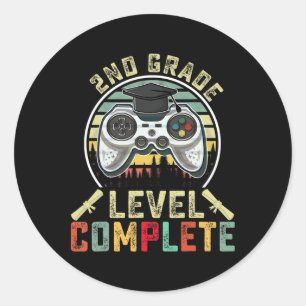 2nd Grade Level Complete Gamer 2nd Grade Graduatio Classic Round Sticker