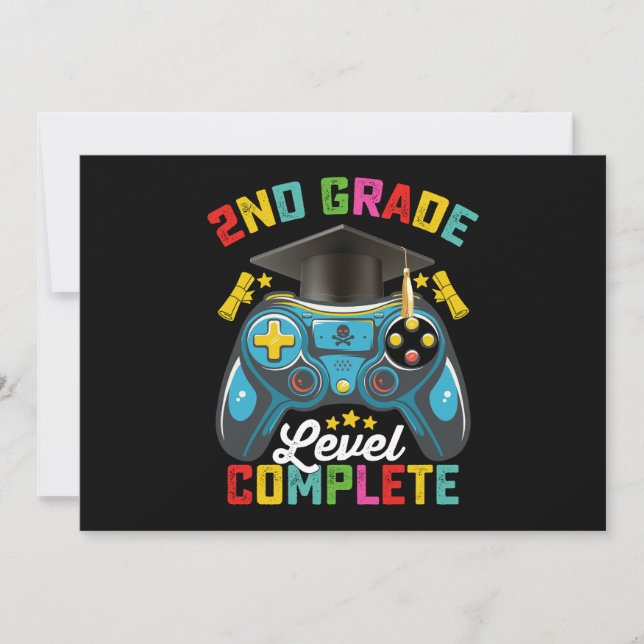 2nd Grade Level Complete Graduation Gaming Gamer Invitation (Front)