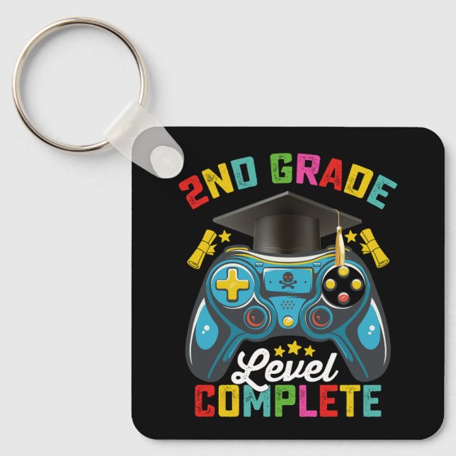 2nd Grade Level Complete Graduation Gaming Gamer Key Ring (Front)