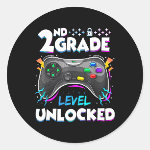 2nd Grade Level Unlocked Back To School First Day  Classic Round Sticker
