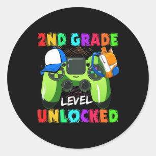 2nd Grade Level Unlocked Back To School Supplies  Classic Round Sticker