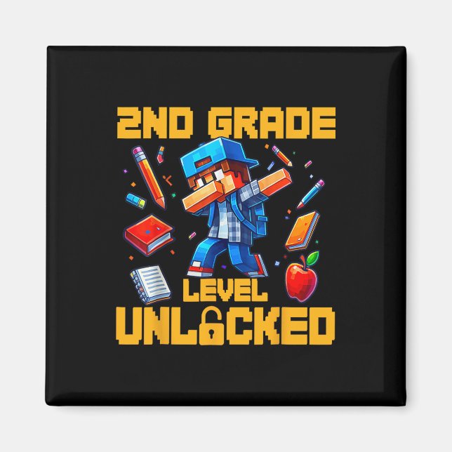 2nd Grade Level Unlocked Dabbing Boys Gamer Ck To  Magnet (Front)