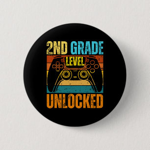 2nd Grade Level Unlocked Gamer Boy Tee First Day O 6 Cm Round Badge