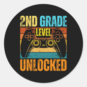 2nd Grade Level Unlocked Gamer Boy Tee First Day O Classic Round Sticker