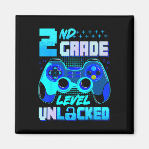 2nd Grade Level Unlocked Gamer Boys Kids First Day Magnet