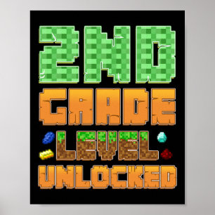 2nd Grade Level Unlocked Gamer Ck To School Design Poster