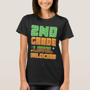 2nd Grade Level Unlocked Gamer Ck To School Design T-Shirt