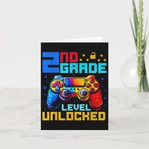 2nd Grade Level Unlocked Gamer First Day Of School Card