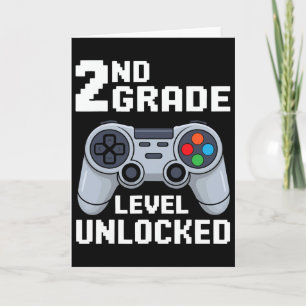 2nd Grade Level Unlocked Gamer First Day Of School Card