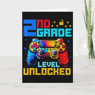 2nd Grade Level Unlocked Gamer First Day Of School Card