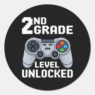 2nd Grade Level Unlocked Gamer First Day Of School Classic Round Sticker