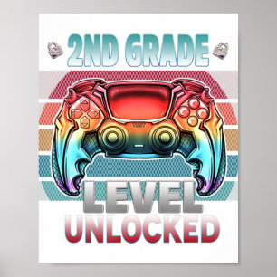 2nd Grade Level Unlocked Gamer First Day Of School Poster