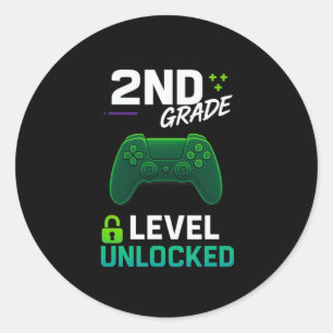 2nd Grade Level Unlocked Gamer For Ck To School Ga Classic Round Sticker