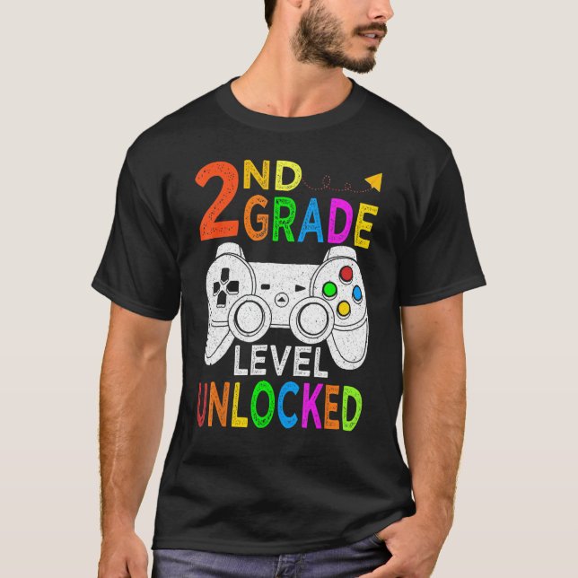 2nd Grade Level Unlocked Happy Back To School Game T-Shirt (Front)