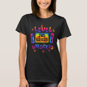 2nd Grade Level Unlocked Tie Dye Video Game Back T T-Shirt