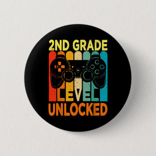 2nd Grade Level Unlocked Video Game Back To School 6 Cm Round Badge
