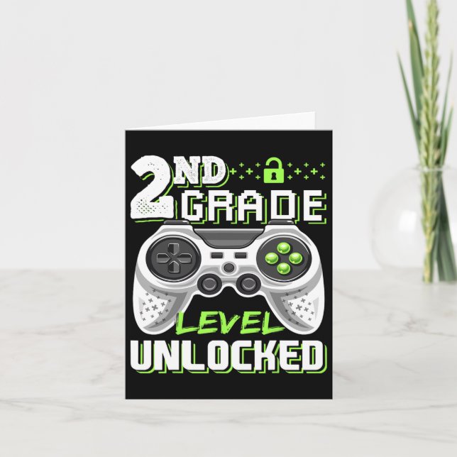 2nd Grade Level Unlocked Video Game Back To School Card (Front)