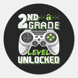 2nd Grade Level Unlocked Video Game Back To School Classic Round Sticker