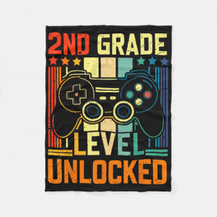 2nd Grade Level Unlocked Video Game Back To School Fleece Blanket