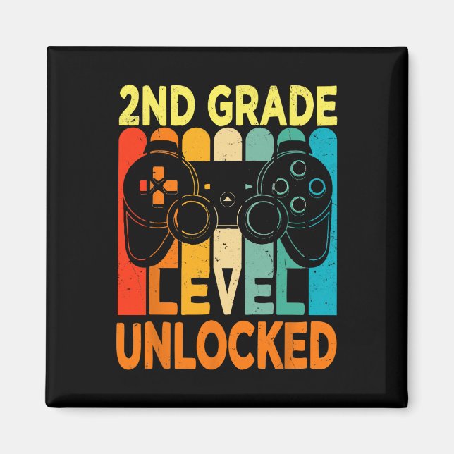 2nd Grade Level Unlocked Video Game Back To School Magnet (Front)