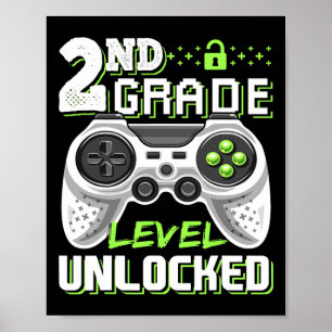 2nd Grade Level Unlocked Video Game Back To School Poster