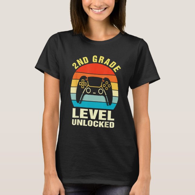 2nd Grade Level Unlocked Video Game Back To School T-Shirt (Front)