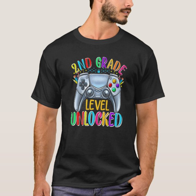 2nd Grade Level Unlocked Video Game Back to School T-Shirt (Front)