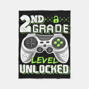 2nd Grade Level Unlocked Video Game Byck To School Fleece Blanket