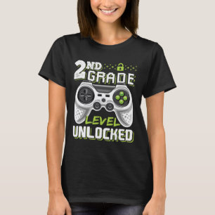 2nd Grade Level Unlocked Video Game Byck To School T-Shirt