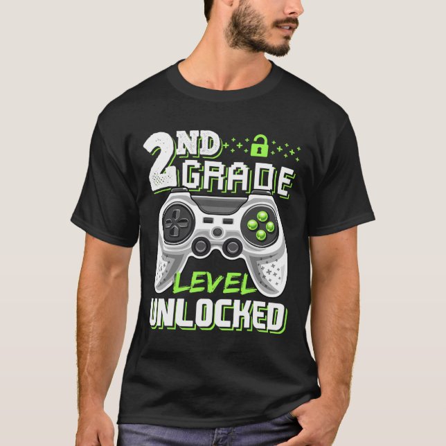 2nd Grade Level Unlocked Video Game Byck To School T-Shirt (Front)